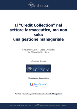 Il “Credit Collection” nel settore farmaceutico, ma non