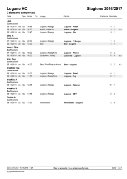 Spielplan Meisterschaft - HCLugano sezione giovanile