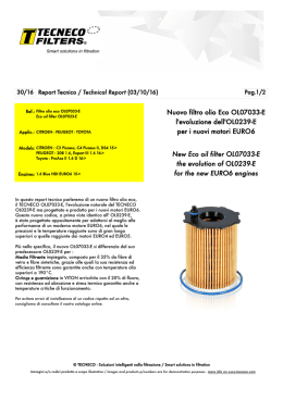 Nuovo filtro olio Eco OL07033-E l`evoluzione dell`OL0239