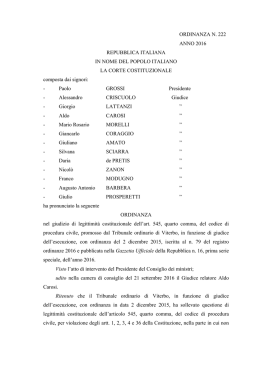 ORDINANZA N. 222 ANNO 2016 REPUBBLICA ITALIANA IN