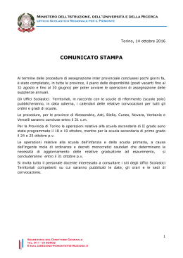 comunicato stampa - Ufficio Scolastico Regionale Piemonte