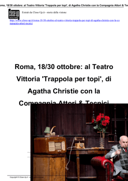 Roma, 18/30 ottobre: al Teatro Vittoria `Trappola per topi
