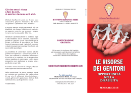 Le risorse dei genitori: opportunit&agrave; nella disabilit&agrave;