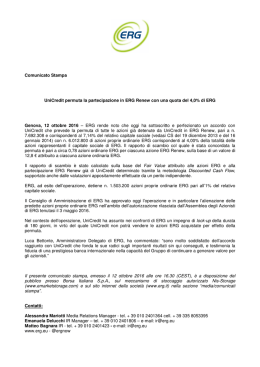 Comunicato Stampa UniCredit permuta la partecipazione in ERG