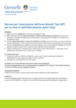Norme per l`esecuzione dell`urea Breath Test