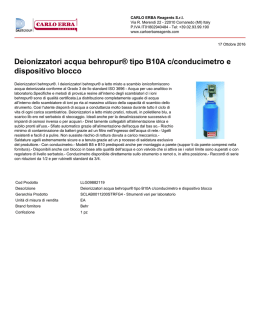 Deionizzatori acqua behropur® tipo B10A c/conducimetro e