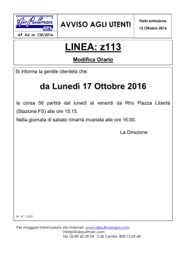 12/10/2016 Linea z113 Modifica orario