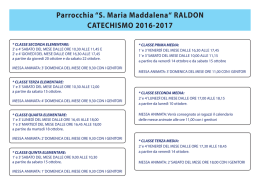 * CLASSE SECONDA ELEMENTARE: 2` e 4` SABATO DEL MESE