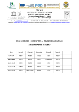 ORARIO PRIMARIA CLASSE 1 A - Istituto Comprensivo Sibari