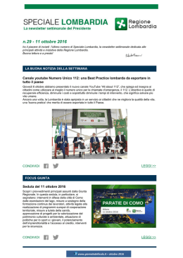 Speciale Lombardia: la newsletter dell`11
