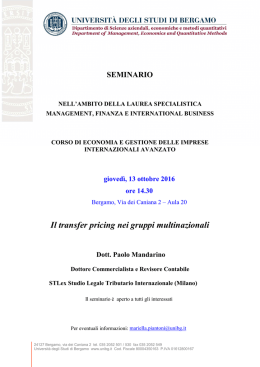 Informazioni sul seminario - Università degli Studi di Bergamo