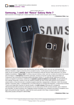 Samsung, i costi del `fiasco` Galaxy Note 7