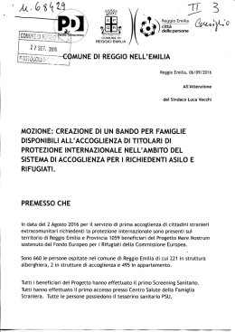 leggi la mozione per creare il bando per ospitare i