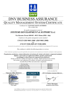 ISO 9100:2009 certificate