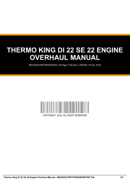 Thermo King Di 22 Se 22 Engine Overhaul Manual