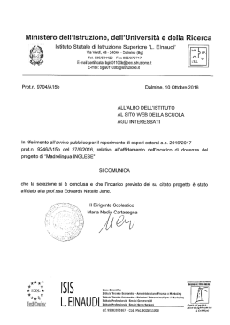 Leggi tutto - Istituto Statale di Istruzione Superiore Einaudi