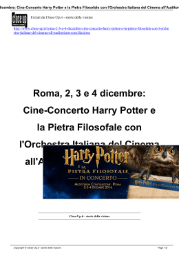 Roma, 2, 3 e 4 dicembre: Cine-Concerto Harry Potter e la