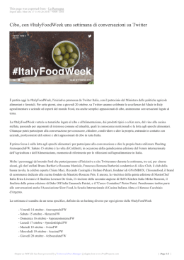 Cibo, con #ItalyFoodWeek una settimana di conversazioni su Twitter