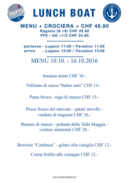 menu del giorno - Cambusa Lugano