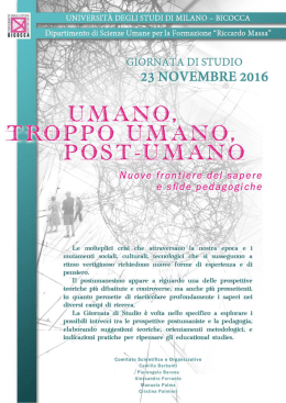 Scarica la locandina del convegno - Dipartimento di Scienze Umane