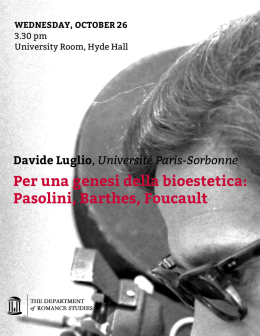 Per una genesi della bioestetica: Pasolini, Barthes, Foucault