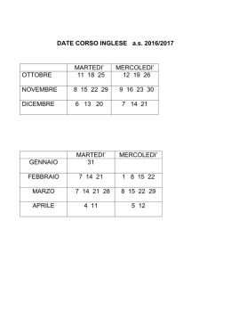 DATE CORSO INGLESE a.s. 2016/2017 MARTEDI` MERCOLEDI