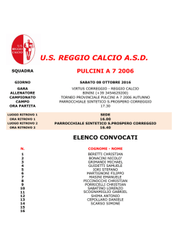 Campionato - US Reggio Calcio ASD