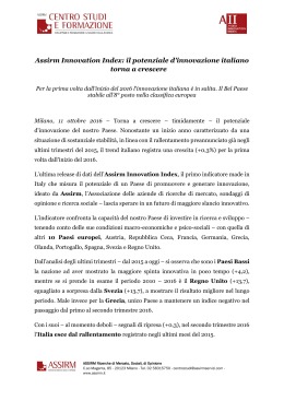 Assirm Innovation Index: il potenziale d`innovazione italiano torna a