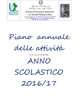 Piano annuale - Istituto d`Istruzione Superiore &ldquo;G. Renda&rdquo;