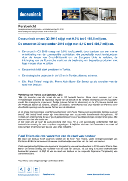 161021 Deceuninck Q3 2016 sales_NL