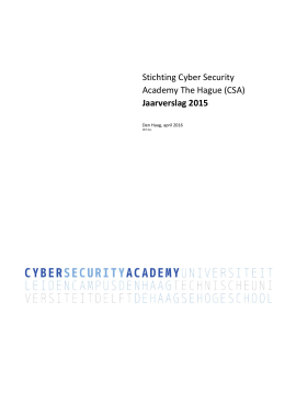 Stichting Cyber Security Academy The Hague (CSA) Jaarverslag 2015