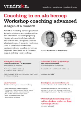 Coaching in en als beroep Workshop coaching