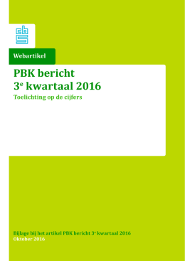 PBK Bericht, 3e kwartaal 2016