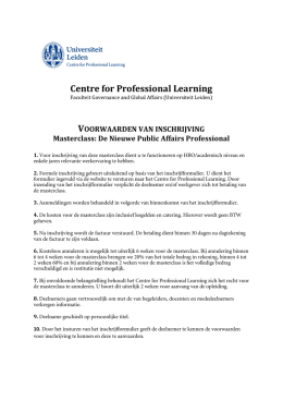 Opleidingsvoorwaarden - Centre for Professional Learning