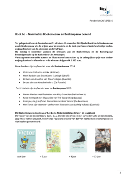 Persbericht Nominaties Boekenleeuw en Boekenpauw
