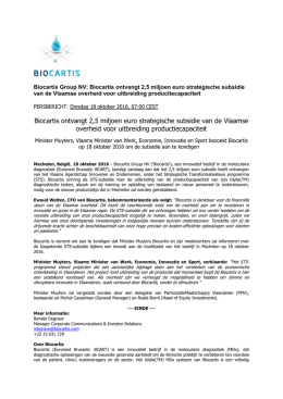 Biocartis ontvangt 2,5 miljoen euro strategische subsidie van