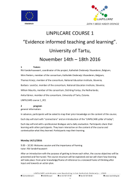 LINPILCARE COURSE 1 “Evidence informed teaching and learning