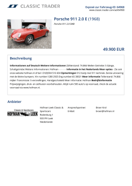 Porsche 911 2.0 E (1968) 49.900 EUR