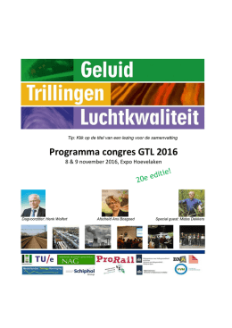 Programma congres GTL 2016 - Geluid, Trillingen en Luchtkwaliteit