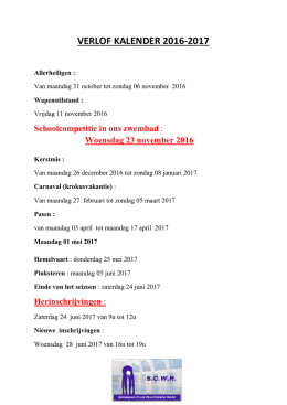 verlof kalender 2016-2017