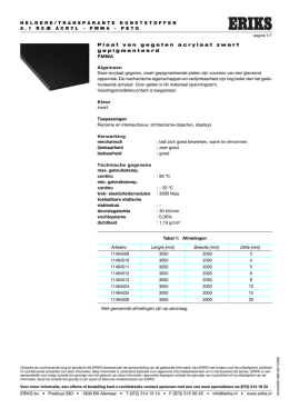 ERIKS - Plaat van gegoten acrylaat zwart gepigmenteerd