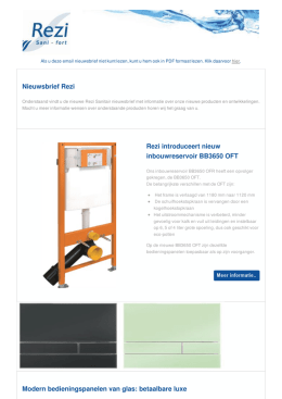 Nieuwsbrief Rezi Rezi introduceert nieuw inbouwreservoir BB3650