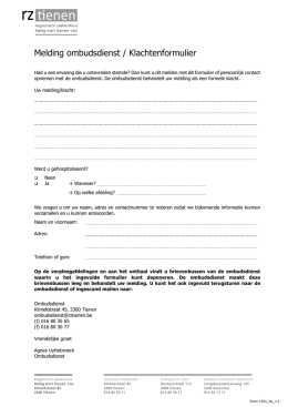 Document voor melding/klacht ombudsdienst