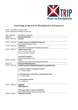 Voorlopig programma Biovigilantie Symposium
