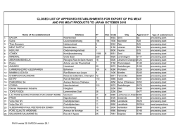 closed list of approved establishments for export of pig meat