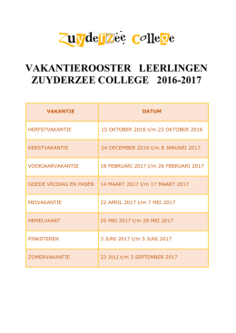 vakantierooster leerlingen zuyderzee college 2016-2017