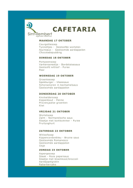 Menu cafetaria 17 t.e.m. 23 oktober