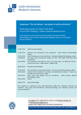 Symposium “The microbiome – key player in health - Leiden