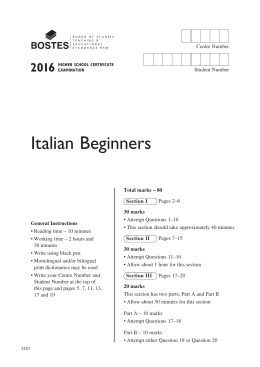 2016 HSC Italian Beginners - Board of Studies Teaching and