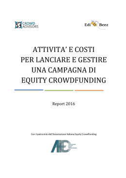 qui il Report sui costi dell`equity crowdfunding